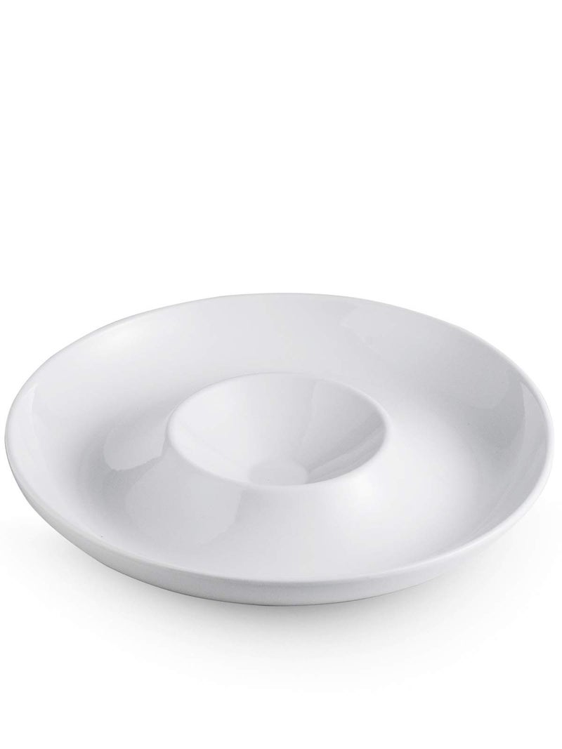 LAUCHUH Porcelain Chip and Dip Serving Set Divided Serving Trays Appetizers and Cheeses Serving Platter Compartment Dish for Thanksgiving, Christmas, Snack, Fruit, Veggies, Candy, 12-inch Set of 1 - Image 1
