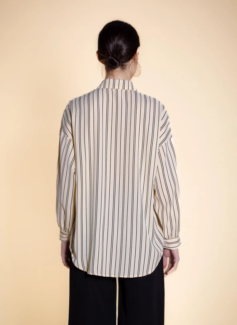 Shapes Beige OVERSIZE STRIPED SHIRT for Women | Best Price UAE