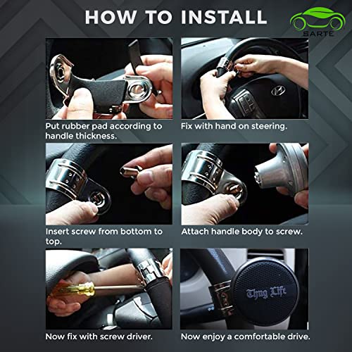 SARTE SA32K32 Car Steering Knob | Steering Wheel Knob | Steering Spinner Knob | Power Steering Knob For Al Cars (1 Pcs | RANDOM DESIGN) - Image 5