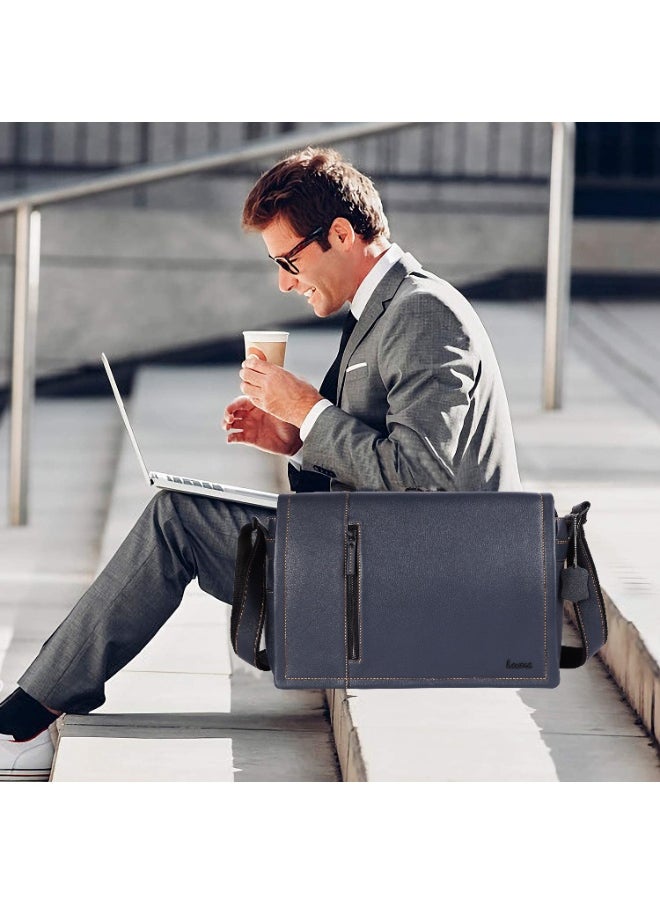 LAVERI LEATHER LAVERI Laptop Bag for Men - Leather Messenger Bag for Office - Fits up to 15 Inch Laptop - Shoulder Bag with Multiple Compartments - Executive Leather Bag for Work/Travel/Casual  - 2491  - Image 3