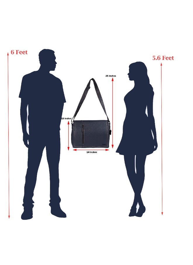 LAVERI LEATHER LAVERI Laptop Bag for Men - Leather Messenger Bag for Office - Fits up to 15 Inch Laptop - Shoulder Bag with Multiple Compartments - Executive Leather Bag for Work/Travel/Casual  - 2491  - Image 2
