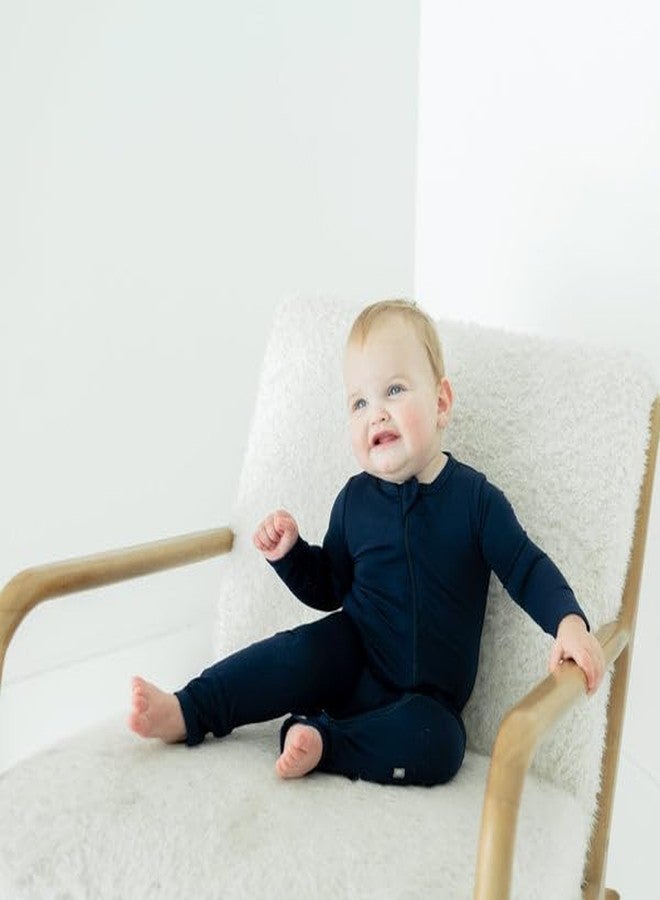 KYTE BABY Soft Bamboo Rayon Rompers, Zipper Closure, 0-24 Months (12-18 Months, Navy) - Image 4