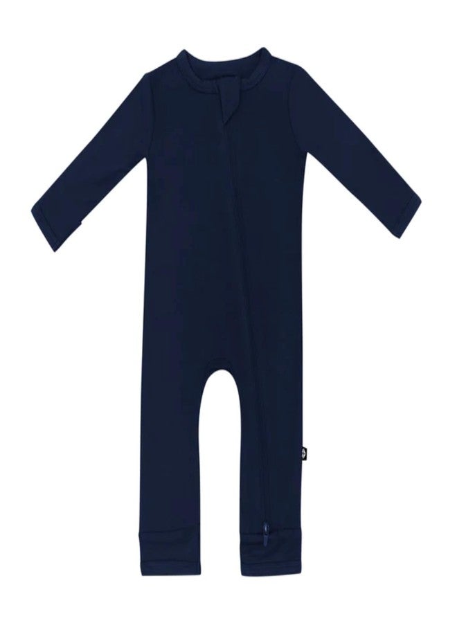 KYTE BABY Soft Bamboo Rayon Rompers, Zipper Closure, 0-24 Months (12-18 Months, Navy) - Image 1