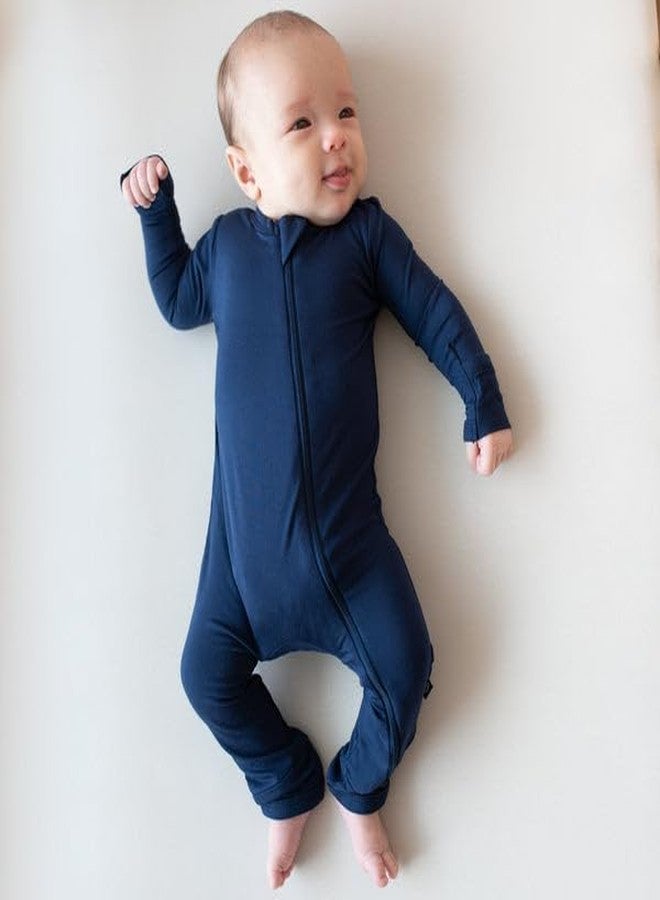 KYTE BABY Soft Bamboo Rayon Rompers, Zipper Closure, 0-24 Months (12-18 Months, Navy) - Image 2