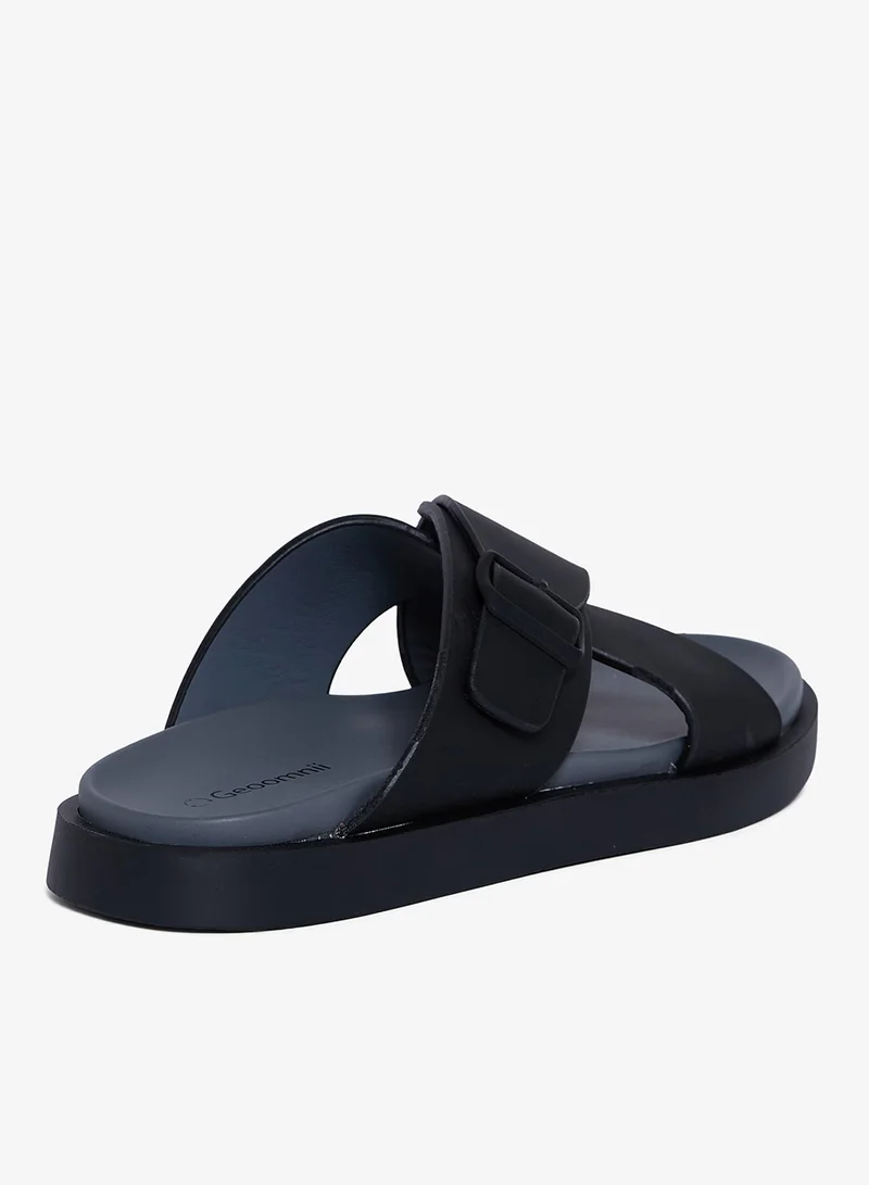 Geoomnii BLACK Geoomnii Men’s Arabic Sandals – Comfortable Casual Leather Slide Sandals for Everyday Wear for Men | Best Price UAE