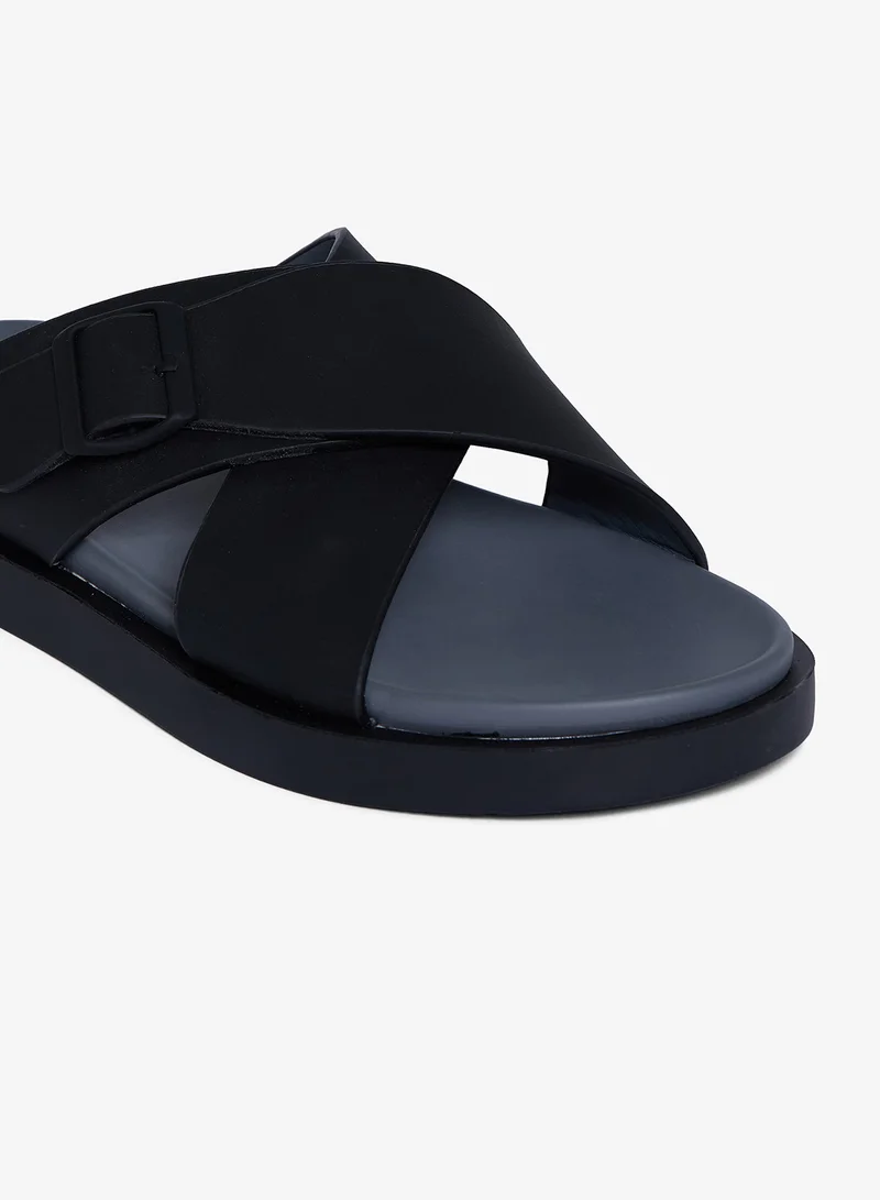 Geoomnii BLACK Geoomnii Men’s Arabic Sandals – Comfortable Casual Leather Slide Sandals for Everyday Wear for Men | Best Price UAE