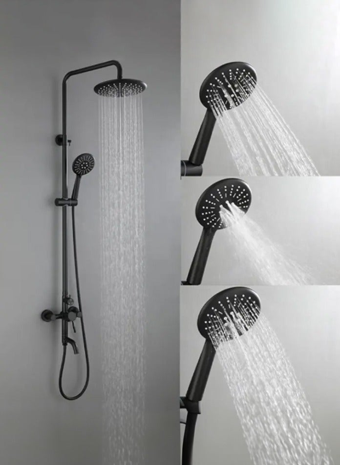 MODI Black Shower Panel with Overhead Rain Shower & 5-Function Hand Shower –  Brass Diverter, Adjustable Slider -130 cm Height - Image 1