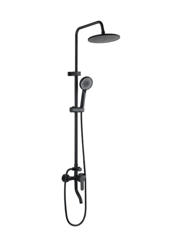 MODI Black Shower Panel with Overhead Rain Shower & 5-Function Hand Shower –  Brass Diverter, Adjustable Slider -130 cm Height - Image 2