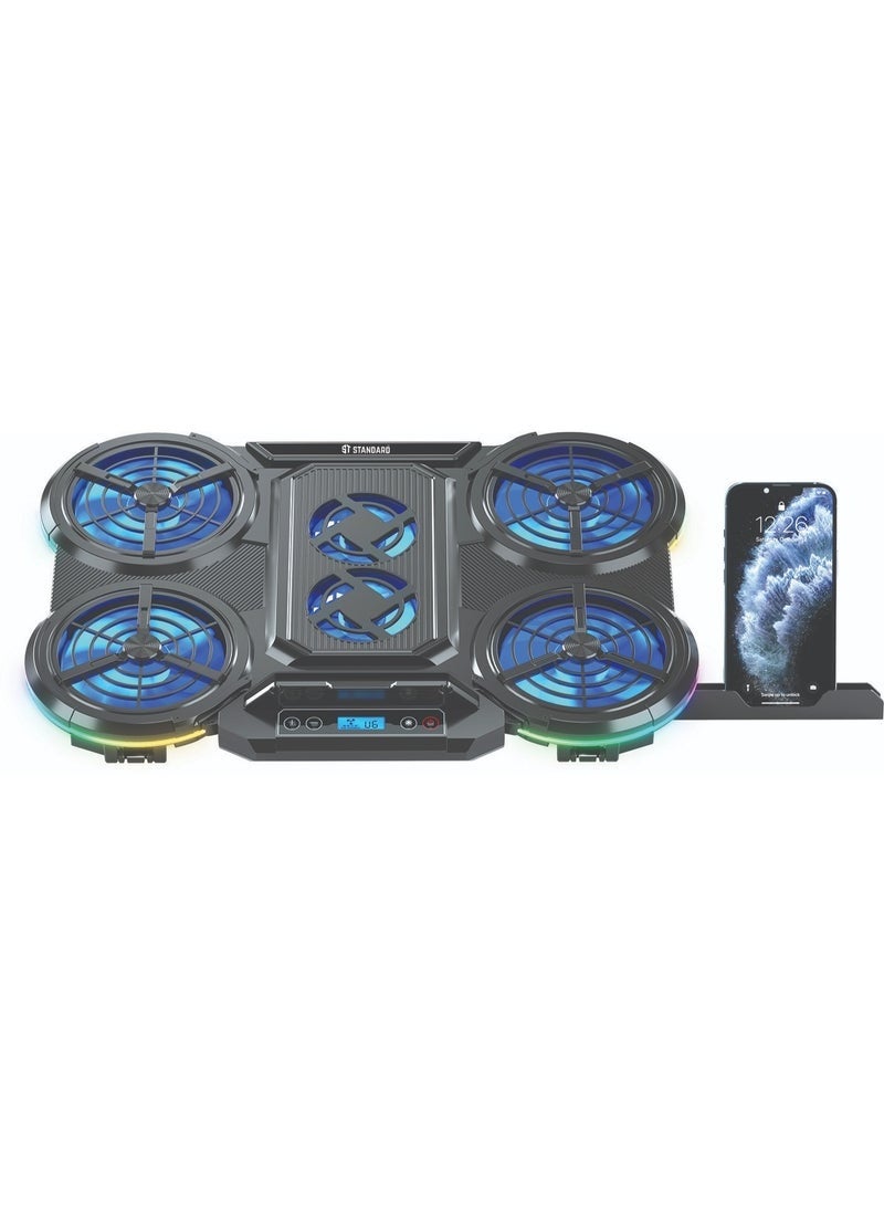 Standard ICE08 Laptop Cooler with LCD Display RGB Lighting and Adjustable Fan Control for Gaming Laptops - Image 3