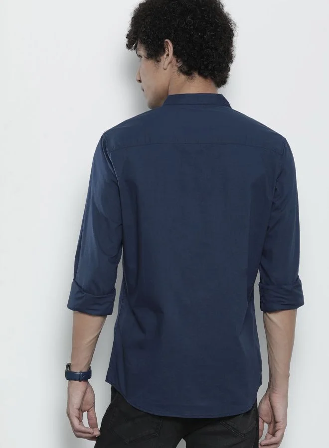 شركة المرآب الهندية Men Regular Fit Solid Full Sleeves Mandarin Collar Casual Shirt