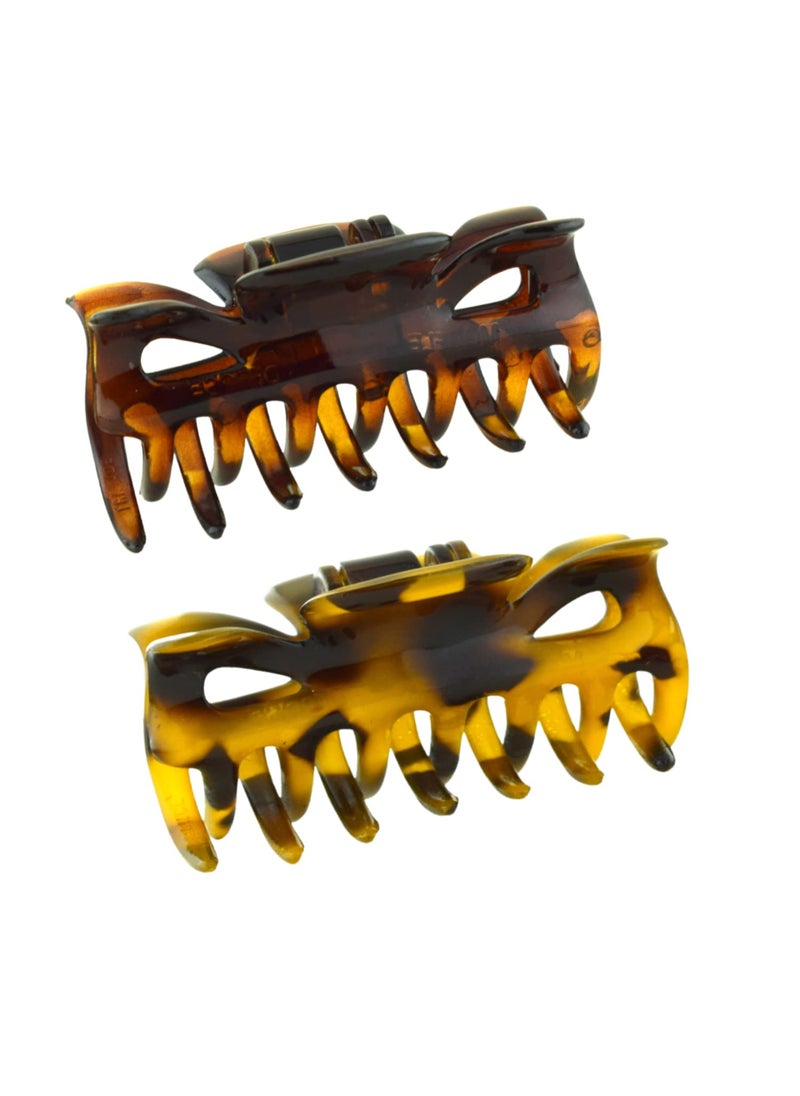 Parcelona - Parcelona French Classic Small 2.5" Celluloid Jaw Hair Claw Clips for Women and Girls (Tortoise Shell- Light Savana) - Image 1
