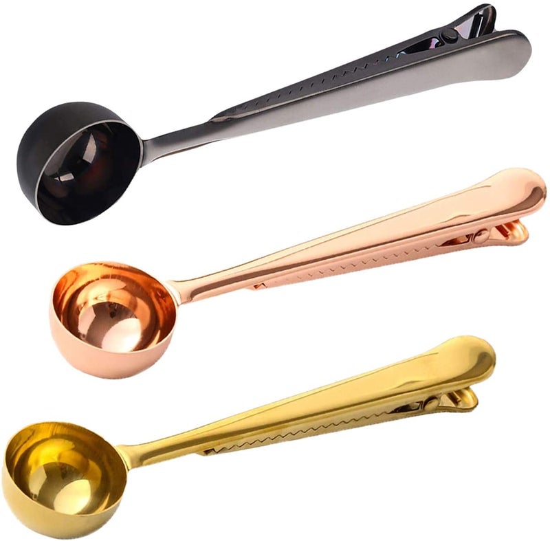 UPKARANWALE Coffee Scoop Clip Stainless Steel Tablespoon Coffee Spoon with Long Handle Multifunction Sealing Bag Clip for Tea, Coffee, Protein Powder, Instant Drinks, Kitchen Tools (Golden, Set of 1) - Image 5