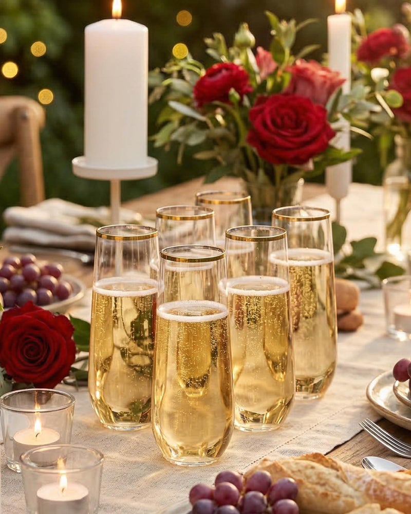 Ciaell 24 Pack Gold Plastic Champagne Flutes - 9 Oz Disposable Champagne Glasses - Stemless Mimosa Glass for Parties & Weddings & Birthdays - Image 3