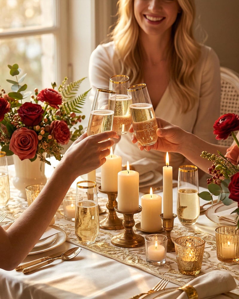 Ciaell 24 Pack Gold Plastic Champagne Flutes - 9 Oz Disposable Champagne Glasses - Stemless Mimosa Glass for Parties & Weddings & Birthdays - Image 4