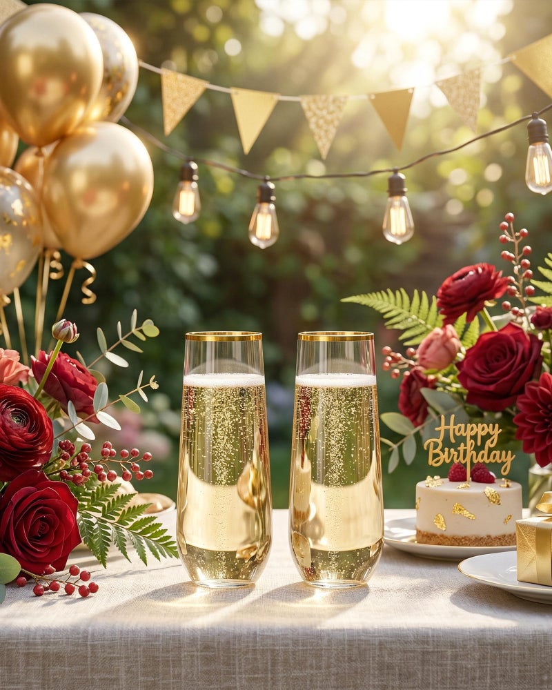 Ciaell 24 Pack Gold Plastic Champagne Flutes - 9 Oz Disposable Champagne Glasses - Stemless Mimosa Glass for Parties & Weddings & Birthdays - Image 5