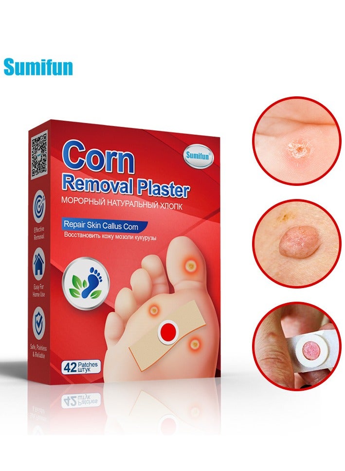 Sumifun Corn Remover Pads, Toe Corn Treatment, 42 PCS Foot Corn Remover, Toe Corn Remover, Wart Remover for Feet, Corn Removal Treatment, Corn Plasters Relief Corn Pain for Feet, Hand, Toe - Image 1