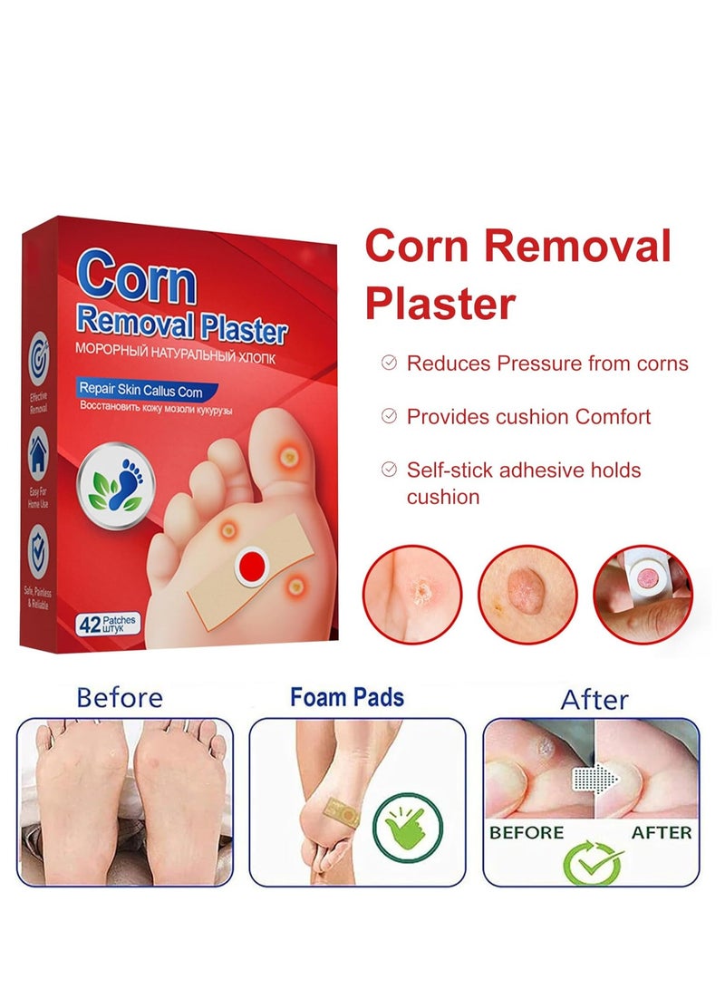 Sumifun Corn Remover Pads, Toe Corn Treatment, 42 PCS Foot Corn Remover, Toe Corn Remover, Wart Remover for Feet, Corn Removal Treatment, Corn Plasters Relief Corn Pain for Feet, Hand, Toe - Image 2