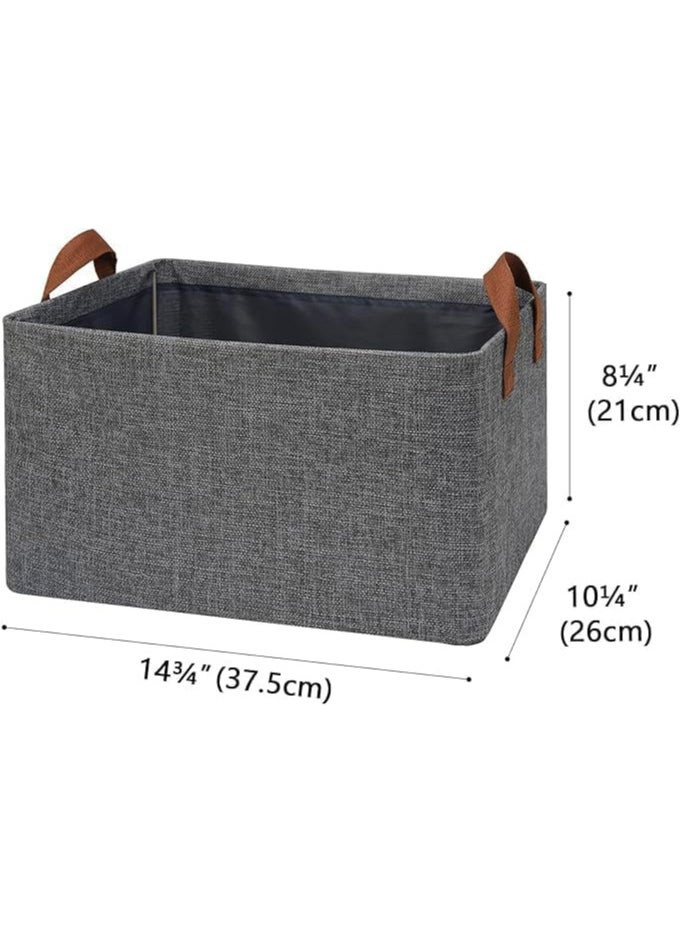 AUTOYSUR Fabric Baskets Foldable Storage Bin,Canvas Storage Baskets with Metal Frame, Closet Baskets and Bins with Handles, Sturdy Foldable Storage Boxes for Organizing Clothing, Sheets (Grey, 4 PCS)  - Image 4