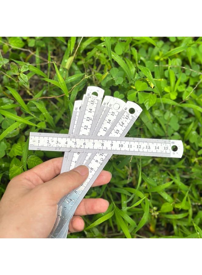 10pcs 5 91 Inch Stainless Steel Double Sided Ruler Centimeter Inch Scale Precision - Image 4