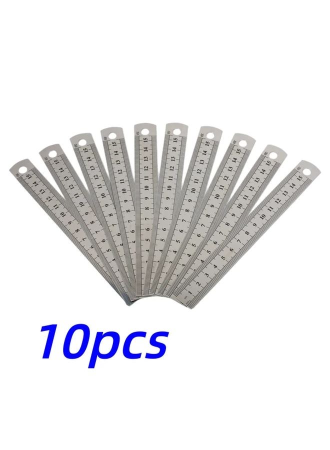 10pcs 5 91 Inch Stainless Steel Double Sided Ruler Centimeter Inch Scale Precision - Image 1