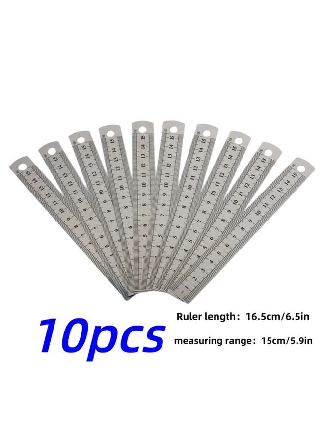 10pcs 5 91 Inch Stainless Steel Double Sided Ruler Centimeter Inch Scale Precision - Image 5