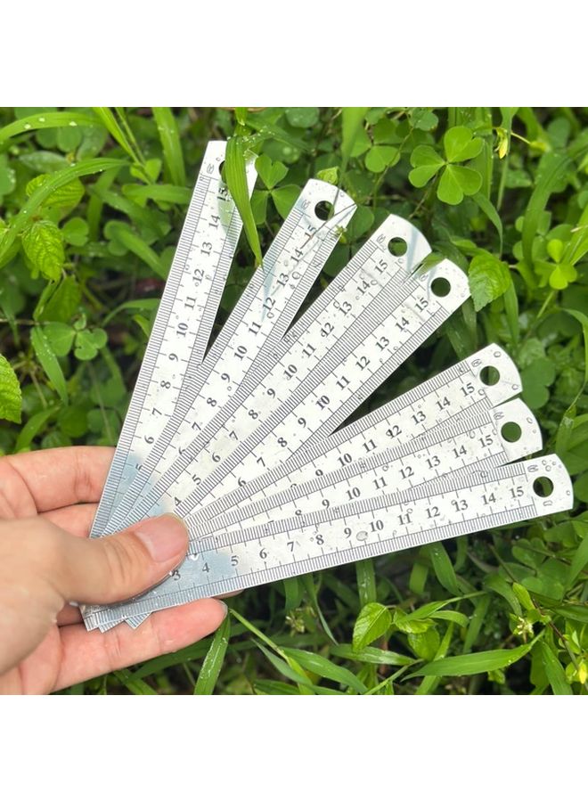 10pcs 5 91 Inch Stainless Steel Double Sided Ruler Centimeter Inch Scale Precision - Image 3