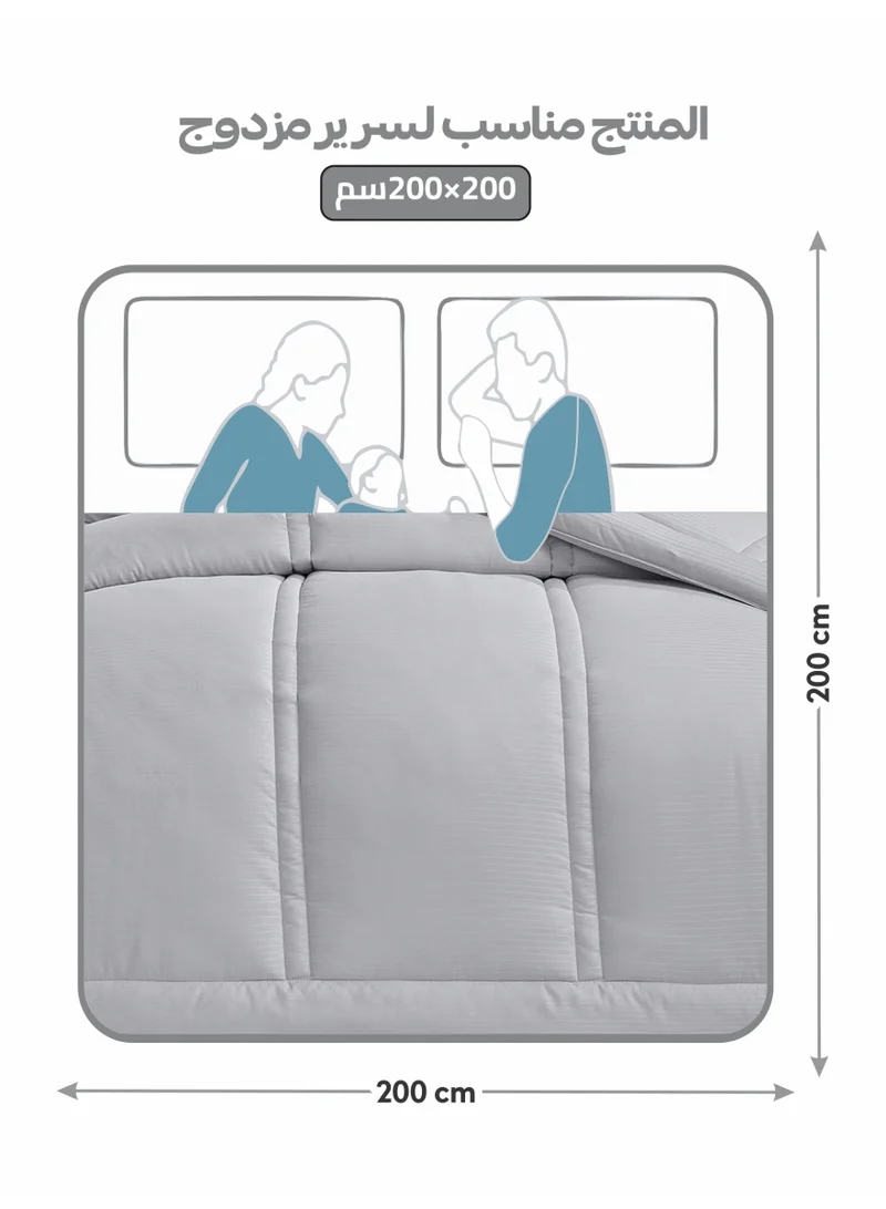 Donetella Bedding Comforter Set King Size, 6-Pcs Bed Set Fits 200x200 Cms -Hotel Striped  Bedding Set-All Season- Brushed Microfiber (طقم مفرش سرير فندقي)