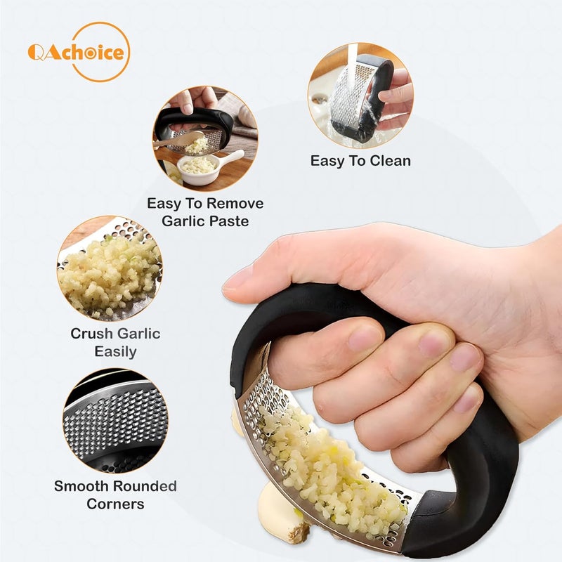 Garlic Press Stainless Steel Garlic Press Rocker Metal Garlic Mincer Washable Garlic Crusher Kitchen Garlic Chopper Kitchen Stuff Kitchen Gadgets  - Image 4