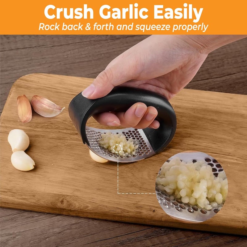 Garlic Press Stainless Steel Garlic Press Rocker Metal Garlic Mincer Washable Garlic Crusher Kitchen Garlic Chopper Kitchen Stuff Kitchen Gadgets  - Image 5
