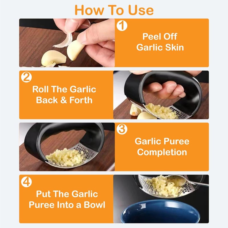 Garlic Press Stainless Steel Garlic Press Rocker Metal Garlic Mincer Washable Garlic Crusher Kitchen Garlic Chopper Kitchen Stuff Kitchen Gadgets  - Image 3