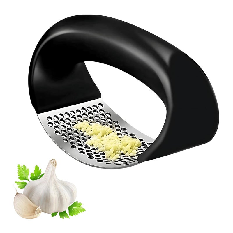Garlic Press Stainless Steel Garlic Press Rocker Metal Garlic Mincer Washable Garlic Crusher Kitchen Garlic Chopper Kitchen Stuff Kitchen Gadgets  - Image 1