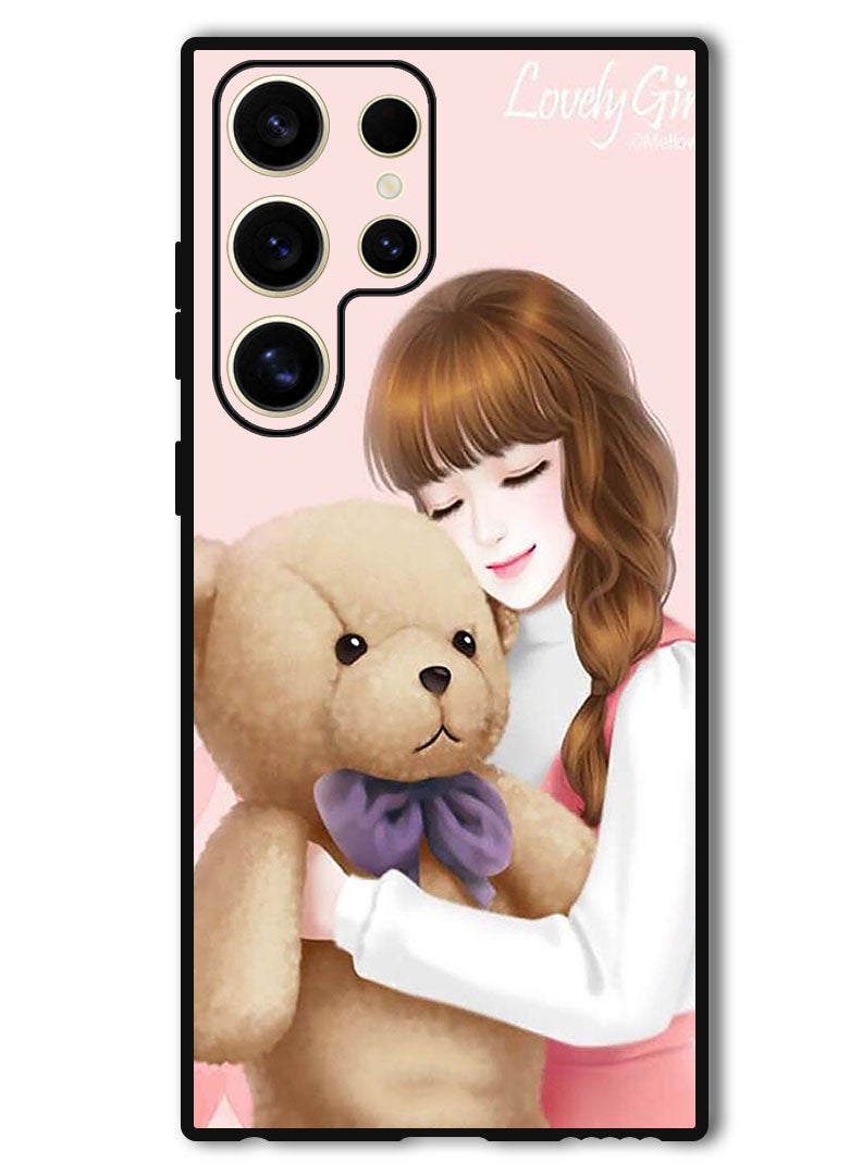Theodor Protective Case Anti Scratch Shock Proof Bumper Cover For Samsung Galaxy S24 Ultra Lovely Girl Witih Teddy - Image 1