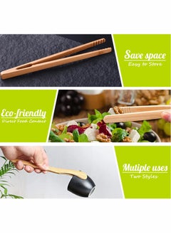 Y&D Bamboo Toaster Tongs, 18 cm/7 inch Wooden Cooking Tongs Kitchen Reusable Toast Tong Classic Wood Food Clip for Bread Grill Cheese Pickles Tea Fruit- Utensil 4 Pcs  - Image 3