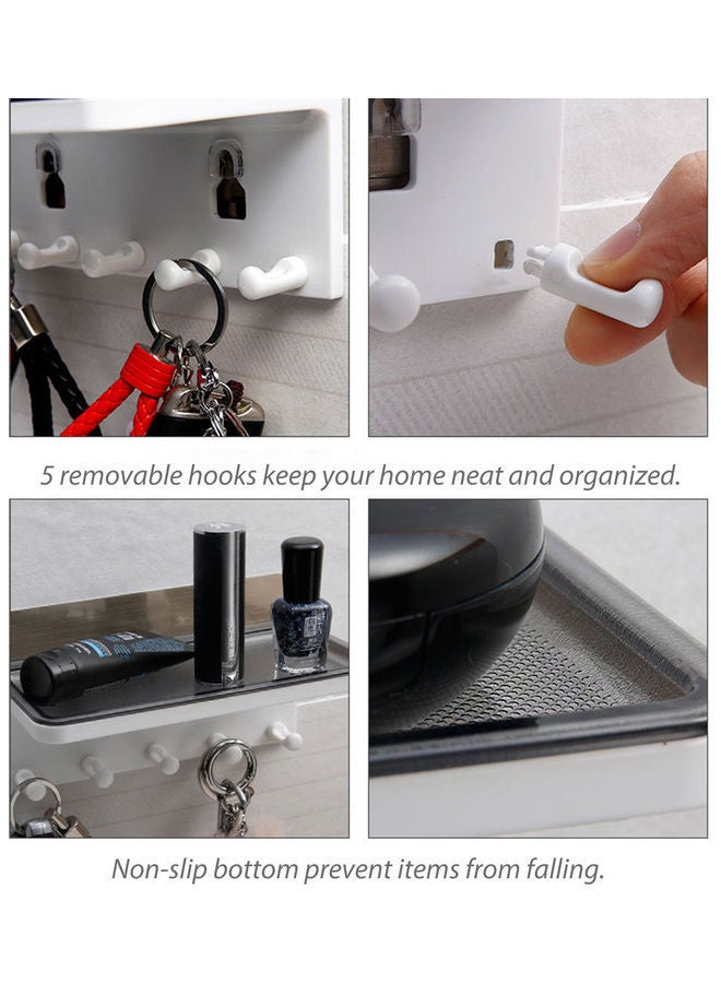 NIBEMINENT Wall Mounted Shelf With Hook White/Grey - Image 4