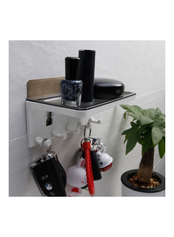 NIBEMINENT Wall Mounted Shelf With Hook White/Grey - Image 3