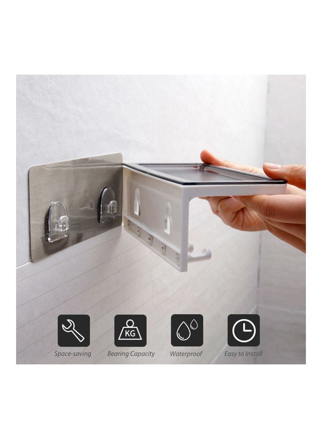 NIBEMINENT Wall Mounted Shelf With Hook White/Grey - Image 2