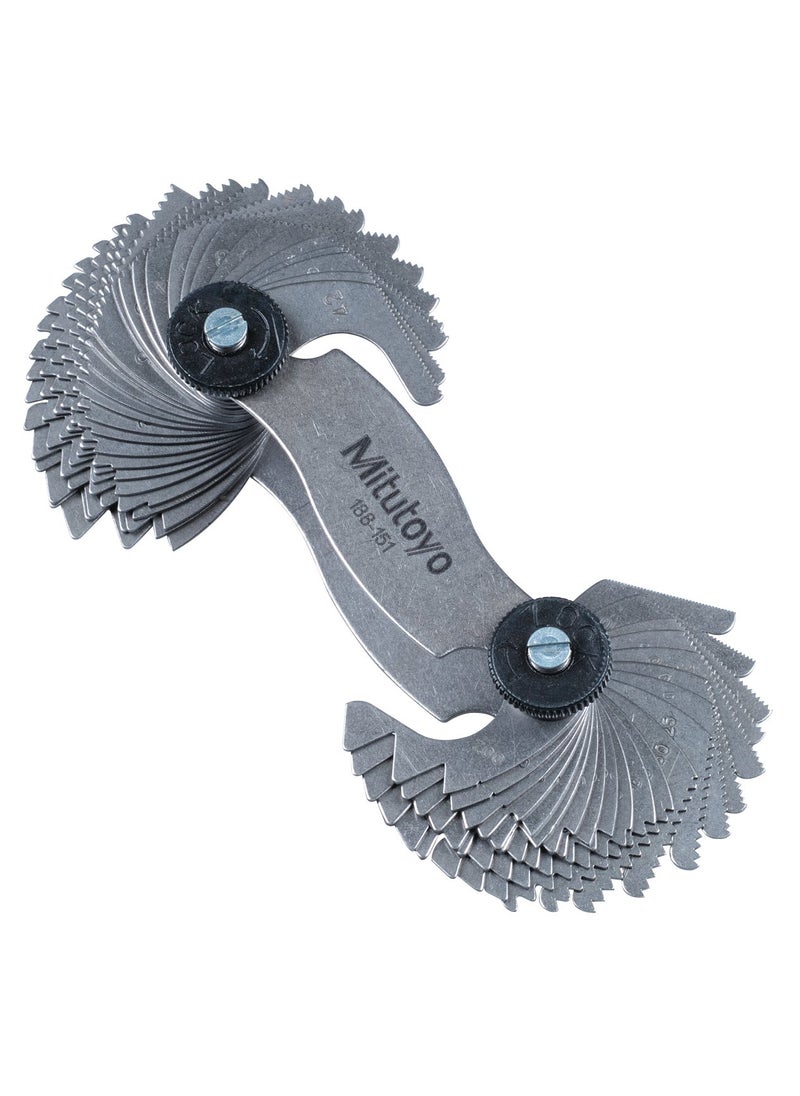 Mitutoyo Mitutoyo 188-151, Screw Pitch Gage, 4 - 42 TPI and 0.4 - 7mm, 51 Leaves, Inch/Metric Black  - Image 2