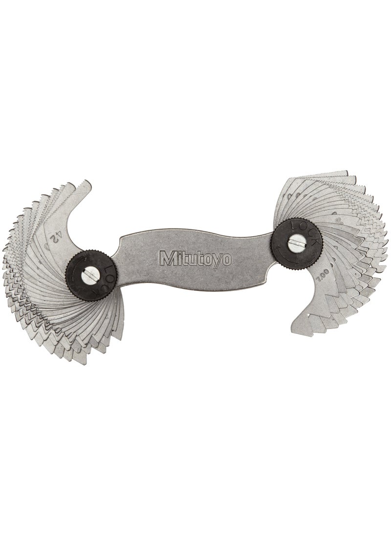 Mitutoyo Mitutoyo 188-151, Screw Pitch Gage, 4 - 42 TPI and 0.4 - 7mm, 51 Leaves, Inch/Metric Black  - Image 1