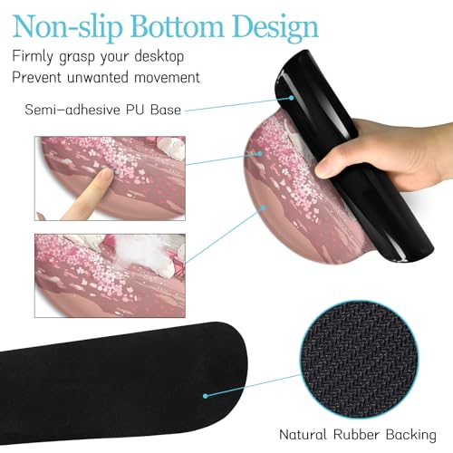 LIMKRIAN Anime Cat Mouse Pad Set, XXL Gaming Mouse Pad with Wrist Rest, Keyboard Mat, Cat Coaster, Cute Office Desk Decor Accessories, Pink Lycra - Image 4