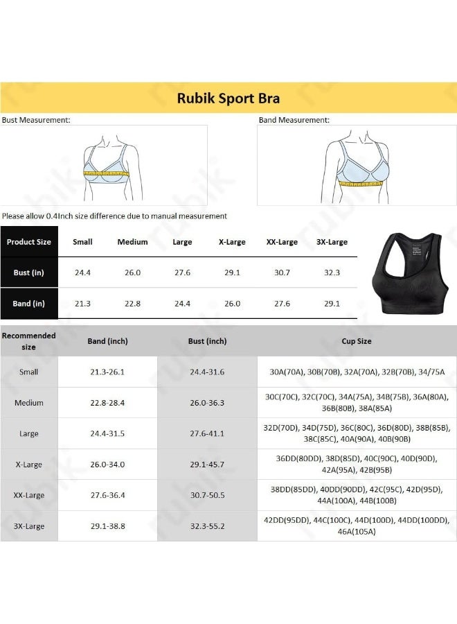 Rubik Sports Bra for Women, Rubik Racerback Shockproof Quick Dry Padded Seamless High Impact Sports Bra for Yoga Gym Training Running Workout Fitness (Grey, 3X-Large) - Image 4