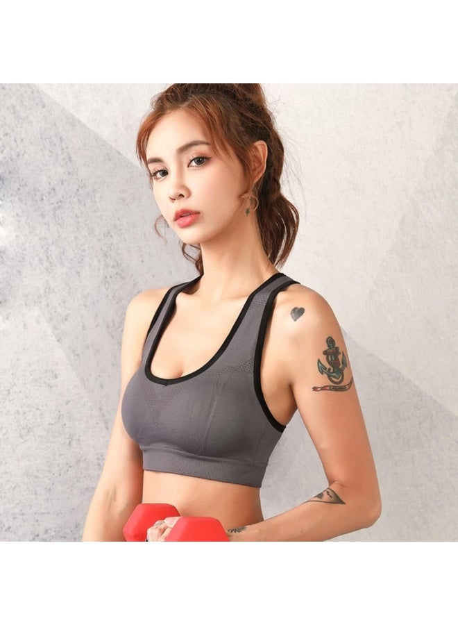 Rubik Sports Bra for Women, Rubik Racerback Shockproof Quick Dry Padded Seamless High Impact Sports Bra for Yoga Gym Training Running Workout Fitness (Grey, 3X-Large) - Image 3