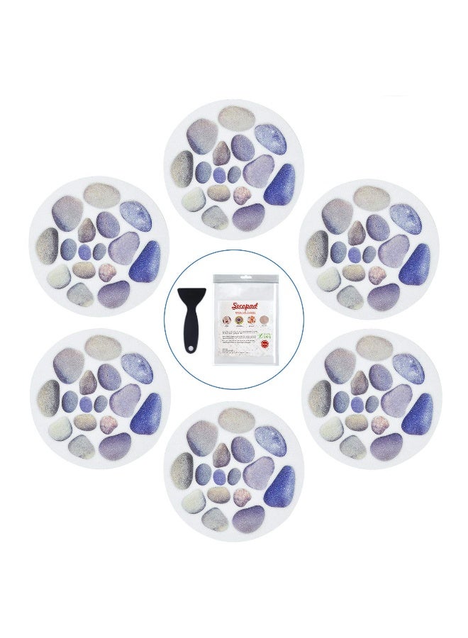 Secopad Non Slip Bathtub Stickers, 10 PCS Large Cobblestone Adhesive Anti Slip Decal Treads for Shower and Bath Tub with Premium Scraper - Image 1