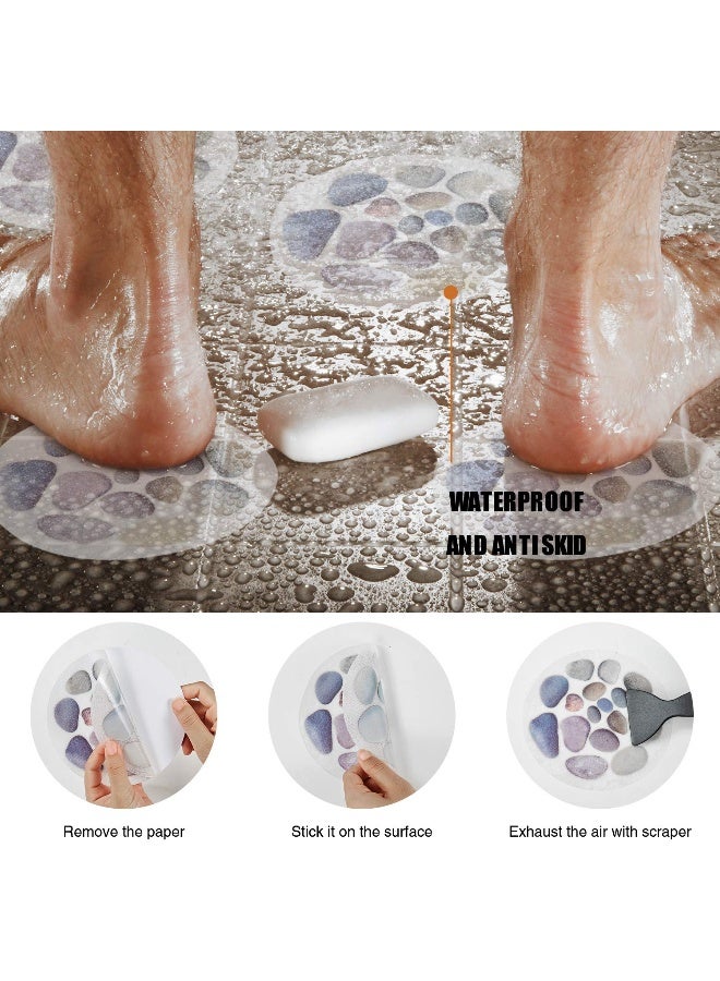 Secopad Non Slip Bathtub Stickers, 10 PCS Large Cobblestone Adhesive Anti Slip Decal Treads for Shower and Bath Tub with Premium Scraper - Image 3