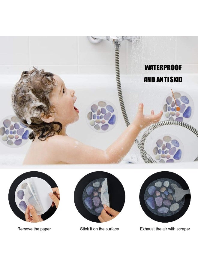 Secopad Non Slip Bathtub Stickers, 10 PCS Large Cobblestone Adhesive Anti Slip Decal Treads for Shower and Bath Tub with Premium Scraper - Image 5