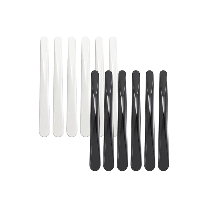 BlingKingdom 12 PCS Cosmetic Spatula Plastic Makeup Spatula Facial Cream Spoon for Makeup Jars, Eye Creams, Chapsticks, Black, White