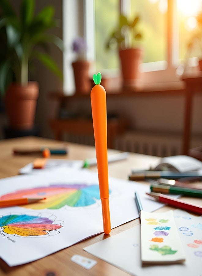 أقلام جل للكتابة المدرسية من سلوسوالو، 3 قطع، لون برتقالي، قلم جل كلاسيكي مبتكر للكتابة بسلاسة، بتصميم جزرة مرحة، حبر جل أسود 0.5 مم، لوازم مكتبية ومدرسية، هدية إبداعية - Image 5
