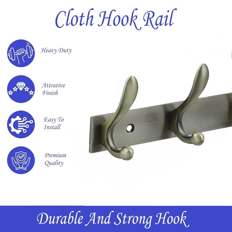 Excellent t Stainless Steel 12Pin Bathroom Cloth Hanger Door Wall Robe Hooks Rail for Hanging Keys Clothes Towel 40 Cms 6 Pin Antique Pack of 1 - Image 2