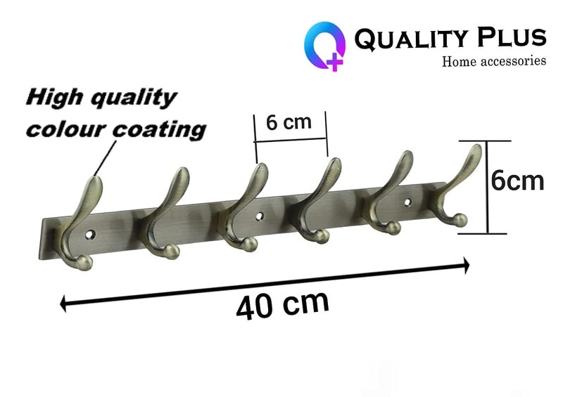 Excellent t Stainless Steel 12Pin Bathroom Cloth Hanger Door Wall Robe Hooks Rail for Hanging Keys Clothes Towel 40 Cms 6 Pin Antique Pack of 1 - Image 3