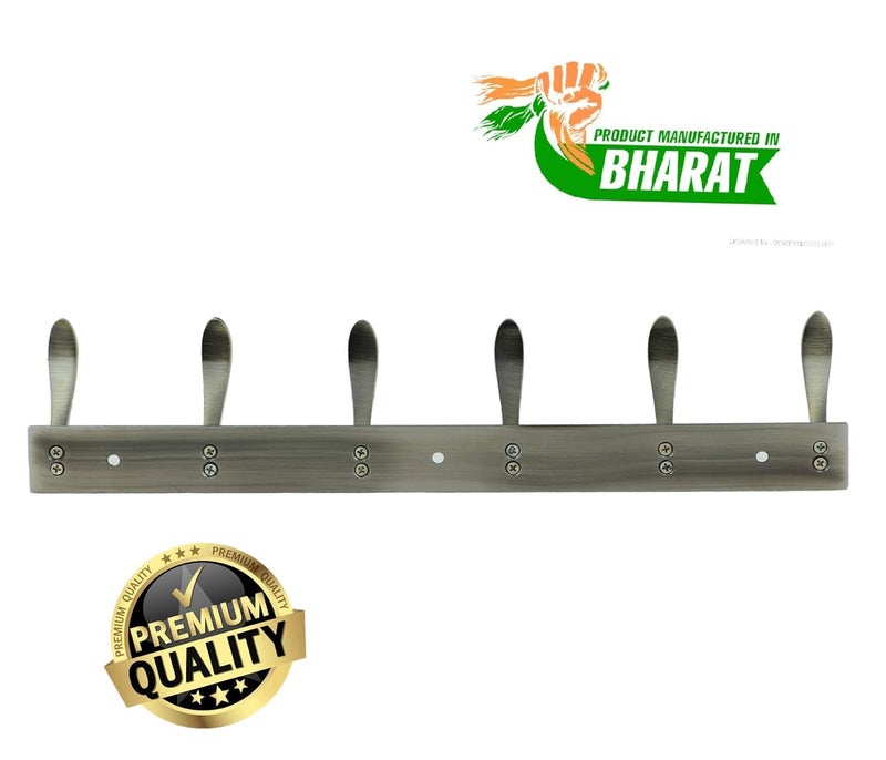 Excellent t Stainless Steel 12Pin Bathroom Cloth Hanger Door Wall Robe Hooks Rail for Hanging Keys Clothes Towel 40 Cms 6 Pin Antique Pack of 1 - Image 5