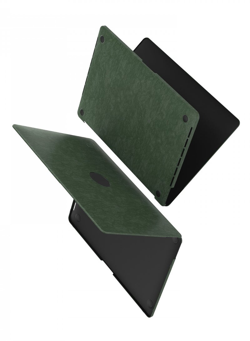LEVELO Macbook Air 15.3inch Gevena Leather / Lightweight and Ultra-Thin / Precise Cutouts - Dark Green - Image 1